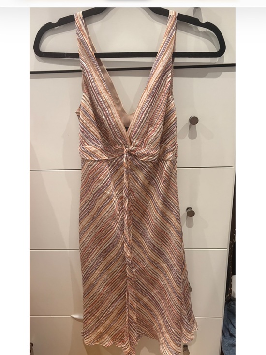 BCBGMaxAzria Dresses & Skirts - BCBG Tie Front Metallic Silk Mini Dress Size 2